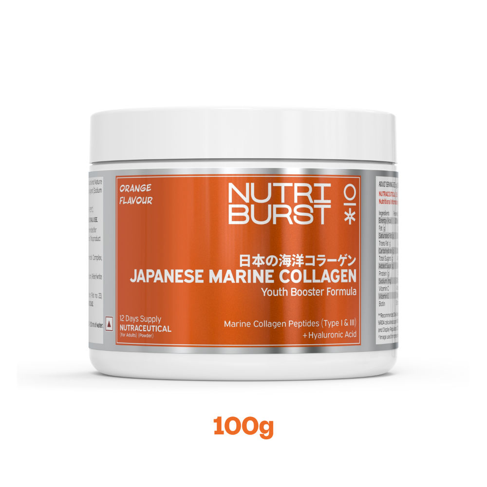 Nutriburst Pure Japanese Marine Collagen Peptides Supplement - Orange
