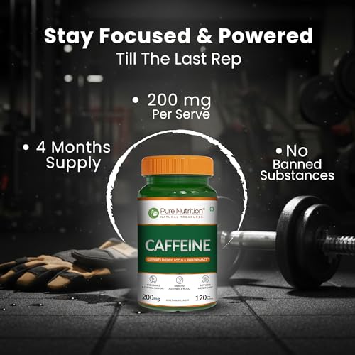 Pure Nutrition 100% Pure Caffeine 200Mg-Energy, Focus & Stamina Support