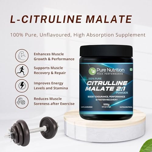 Pure Nutrition 100% Pure L Citrulline Dl Malate 2:1 Powder (Unflavoured) Faster Recovery & Reduce Muscle Fatigue