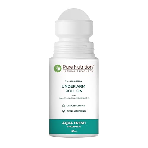 Pure Nutrition 5 % AHA BHA Underarm Roll On with Aqua Fresh Fragrance | Brightening Odour Control Deodorant
