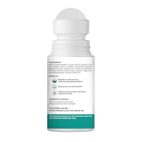 Pure Nutrition 5 % AHA BHA Underarm Roll On with Aqua Fresh Fragrance | Brightening Odour Control Deodorant