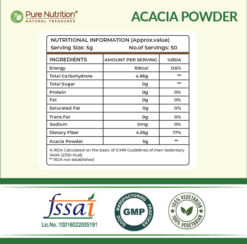 Pure Nutrition Acacia Powder-Prebiotic Fiber-Plant-Based Supplement
