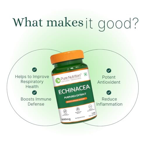Pure Nutrition Echinacea Capsules - Antioxidant, Immune Booster, And Anti-Inflammatory Support