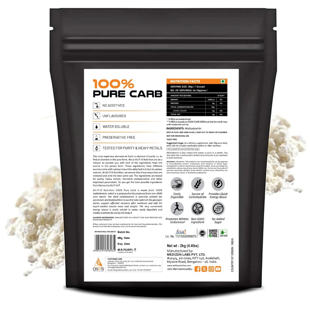 AS-IT-IS Pure Carb | Carbohydrate Supplement | Energy & Recovery | Unflavoured