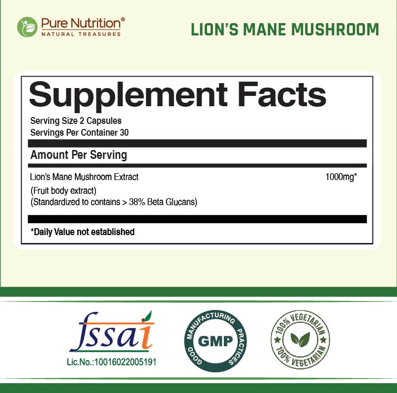 Pure Nutrition Lion's Mane Mushroom Extract Veg Capsules
