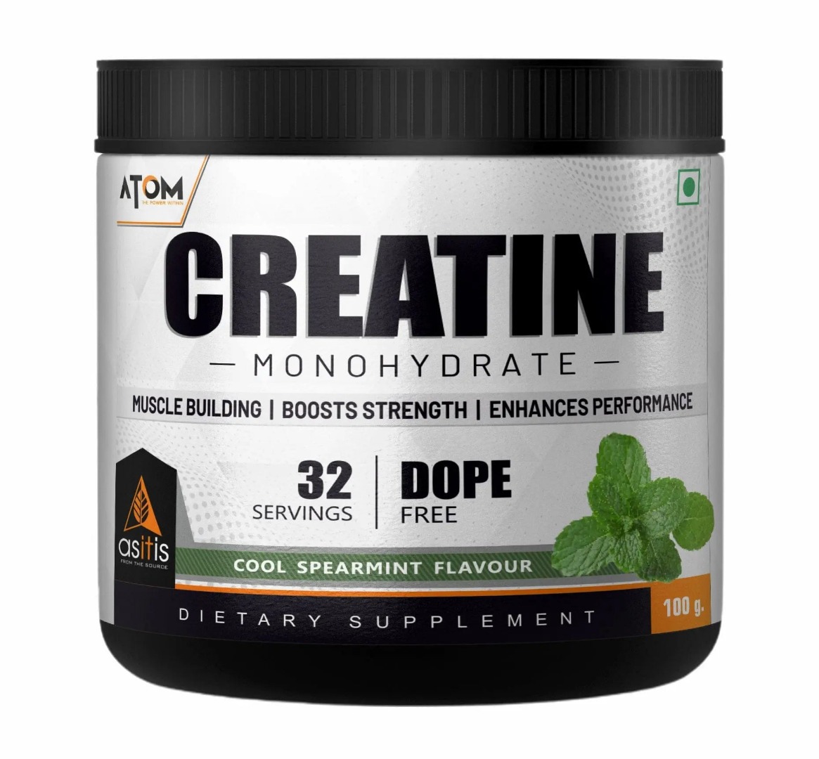 AS-IT-IS ATOM Creatine Monohydrate | 3g Creatine per Scoop | Micronised | Dope-Free | Strength | Blue Razz