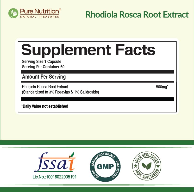 Pure Nutrition Rhodiola Rosea Root Extract 500mg | Stress | Mood & Energy Support