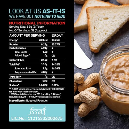 AS-IT-IS ONE Peanut Butter | High Protein | No Added Sugar | Crunchy