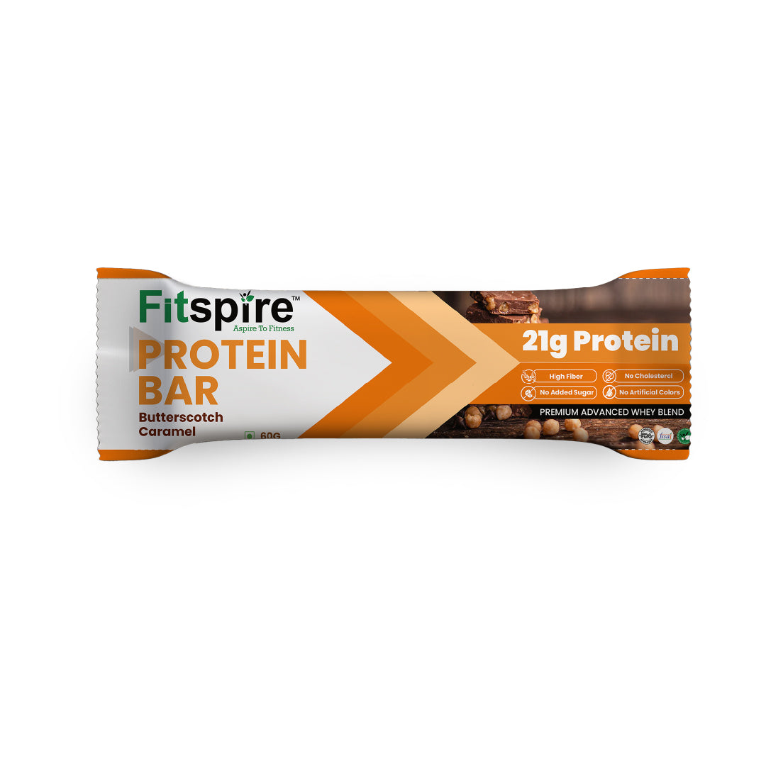 Fitspire Protein Bar Pack Of 4 x 60g | 21g Protein with Whey & Fiber | High Protein Snack for Energy & Muscle Recovery | Choco Fudge