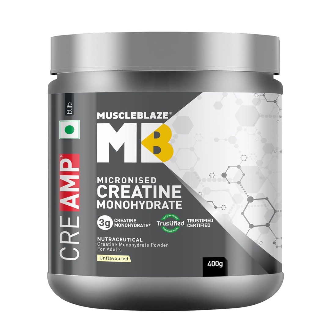 MuscleBlaze CreAMP Micronised Creatine Monohydrate | Trustified Certified | Muscle Strength | Unflavoured