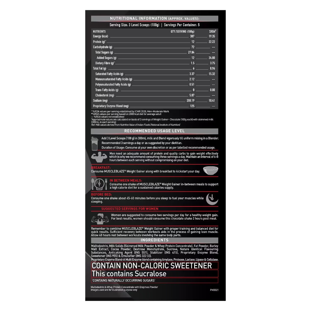 MuscleBlaze Super Gainer Black | EGF | Muscle Mass Gain | Chocolate
