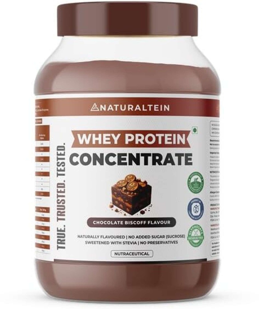 NATURALTEIN Natural Whey Protein Concentrate | Naturally Flavored | Biscoff Chocolate