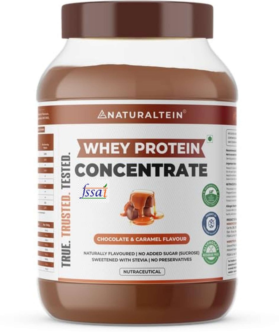 NATURALTEIN Natural Whey Protein Concentrate | Naturally Flavored | Chocolate Caramel