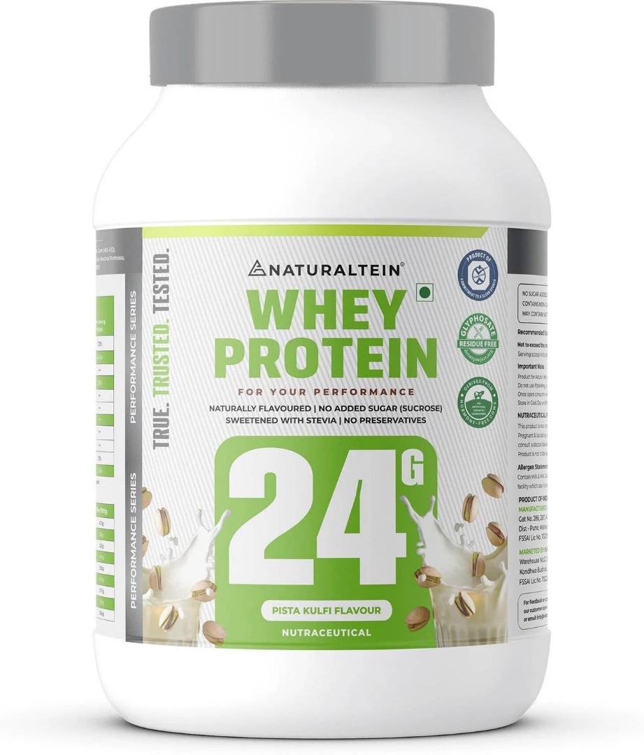 NATURALTEIN Whey Protein Max | 24g Protein | No Added Sugar | Pista Kulfi