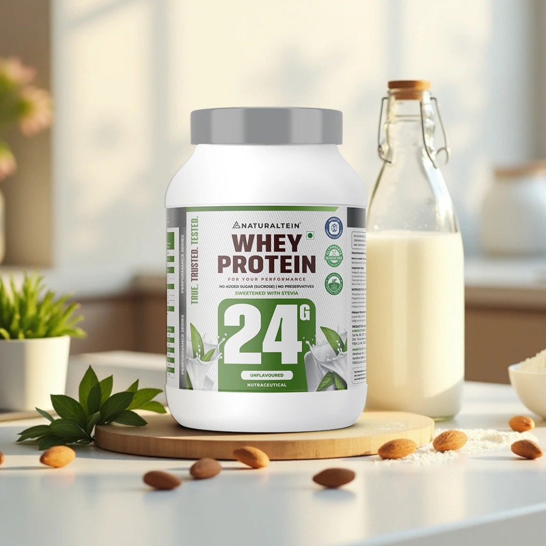 NATURALTEIN Whey Protein Max | 24g Protein | No Added Sugar | Pista Kulfi