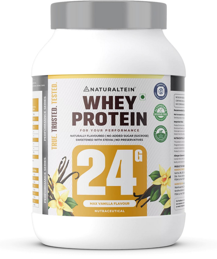 NATURALTEIN Whey Protein Max | 24g Protein | Stevia | Gluten & Soy Free | Vanilla