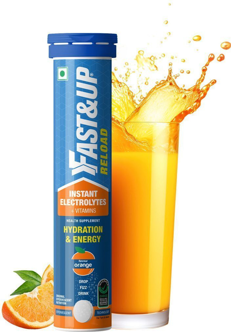 Fast and Up Reload Instant Electrolyte Energy Drink | 20 Effervescent Tablets | Hydration | Orange
