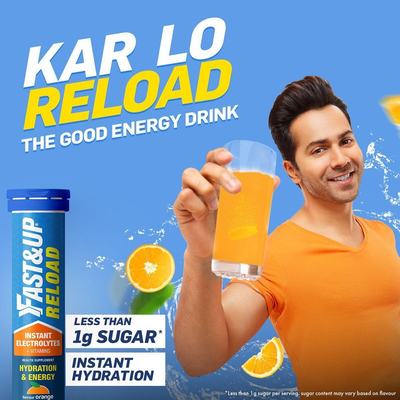 Fast and Up Reload Instant Electrolyte Energy Drink | 20 Effervescent Tablets | Hydration | Orange