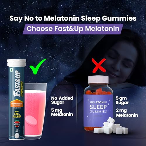 Fast and Up Melatonin and L-Theanine | Non-Habit Forming | Improves Sleep Quality