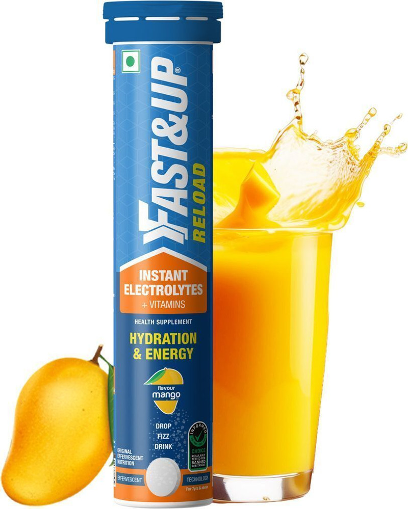 Fast and Up Reload Electrolytes | Instant Hydration and Energy | Sports Drink | Mango