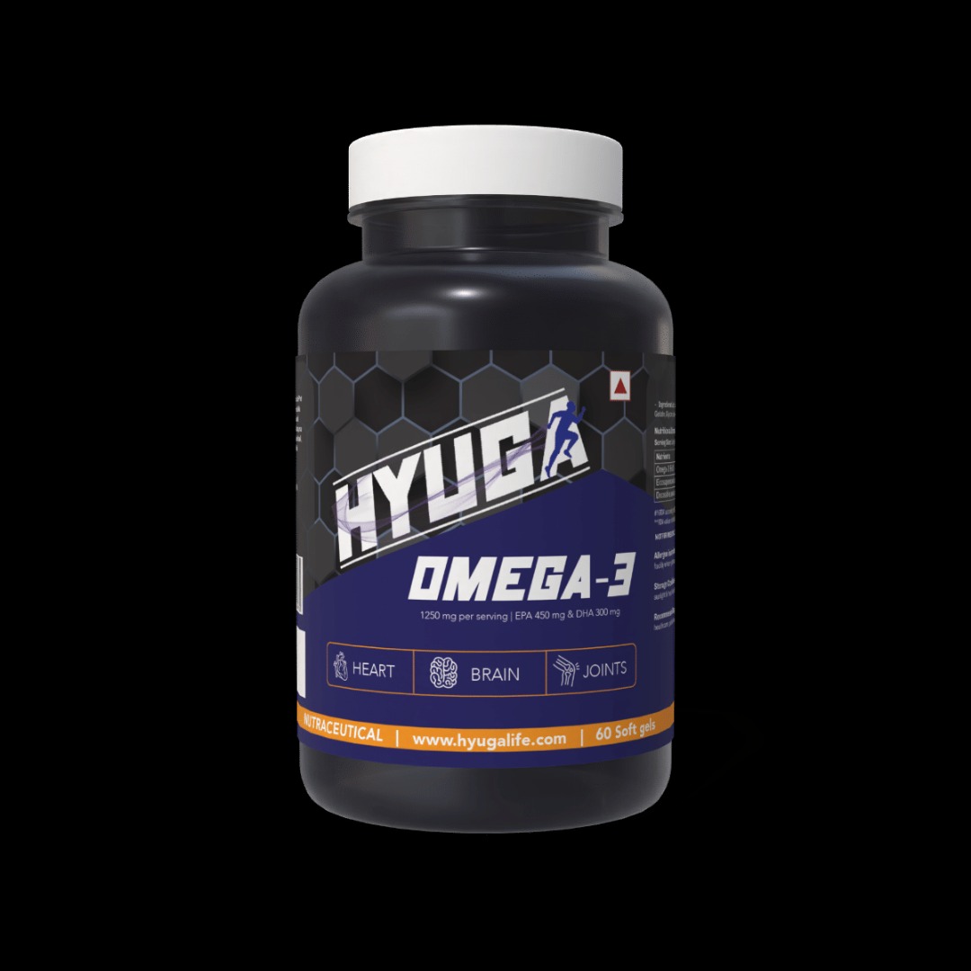Hyuga Omega 3 - Triple Strength, Ultra-Pure Fish Oil - 1250mg with 900mg DHA and EPA - 60 Softgels