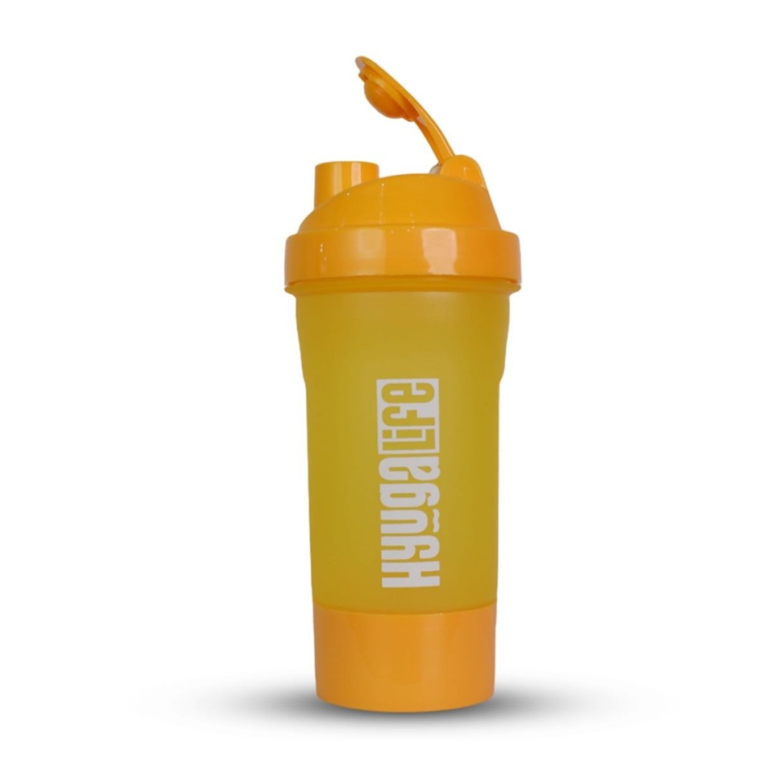 HyugaLife Gym Shaker Bottle - Yellow, 600 ml, Plastic