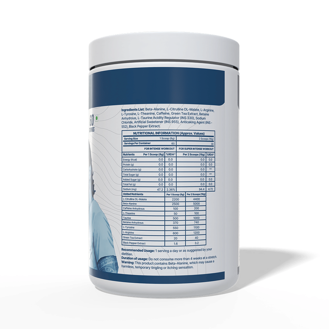 Hyuga One VOLT Pre-Workout Powder ,Tangy Orange 480g, 60 Servings
