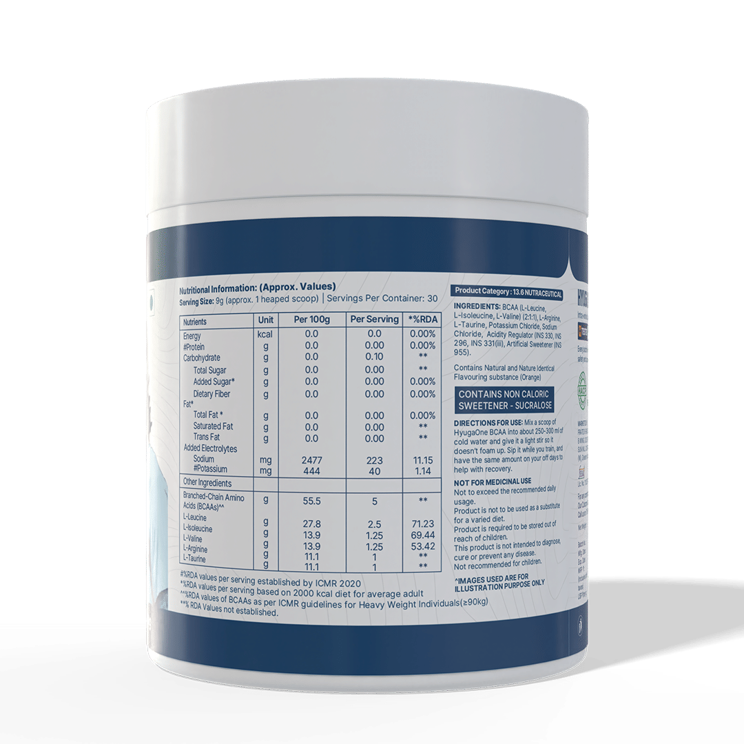 Hyuga One BCAA Powder ,Tangy Orange,270g, 30 Servings