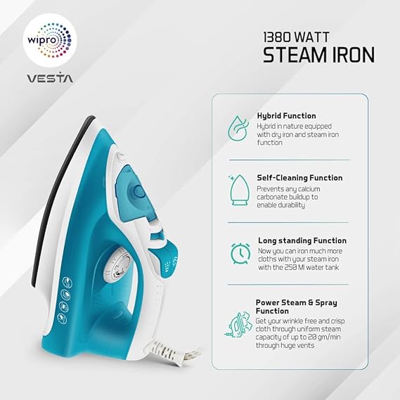 Wipro Plastic Vesta 1380W Steam Iron
