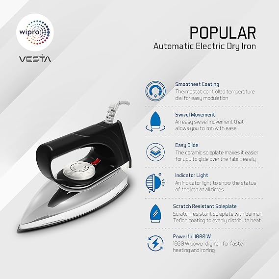 Wipro Popular Gd102 1000W  Electric Dry Iron