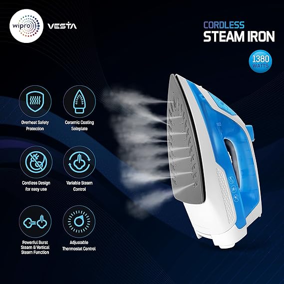 Wipro Vesta 1380W Cordless Steam Iron