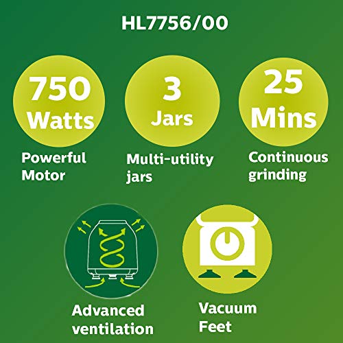 Philips HL7756-00 Mixer Grinder, 750W, 3 Jars