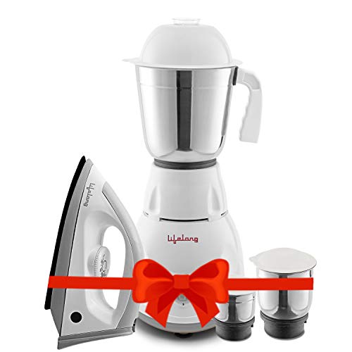 Lifelong Power Pro 500 Watt 3 Jar Mixer Grinder - 1100 Watt Dry Iron Super Combo