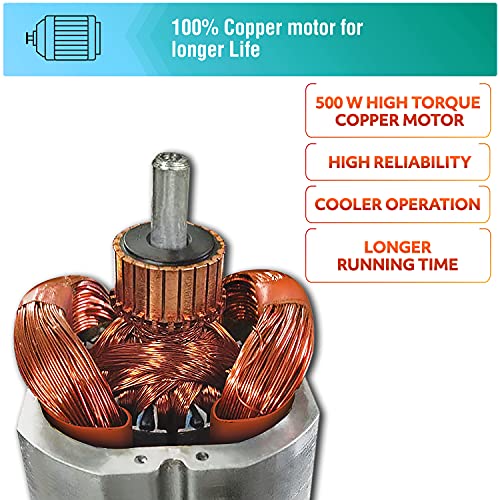 USHA RapidMix 500-Watt Copper Motor Mixer Grinder with 3 Jars (Sea Green-White)