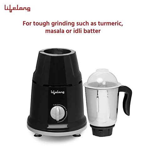 Lifelong LLMG93 500 Watt Duos Mixer Grinder, 2 Stainless Steel Jar, Black