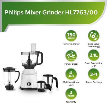 Philips Hl7763-00 750W Mixer Grinder, White