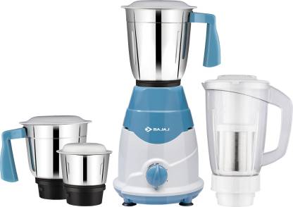 Bajaj Rex DLX 750 W 4 Jars Mixer Grinder, White and Blue