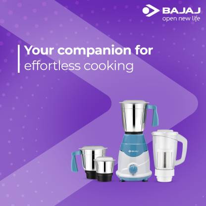 Bajaj Rex DLX 750 W 4 Jars Mixer Grinder, White and Blue