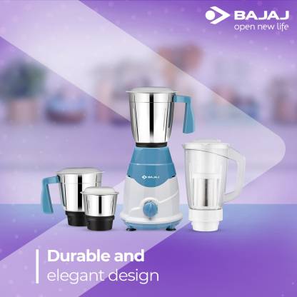 Bajaj Rex DLX 750 W 4 Jars Mixer Grinder, White and Blue