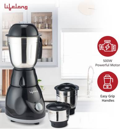 Lifelong LLMG23 Power Pro 500-Watt Mixer Grinder with 3 Jars, Black