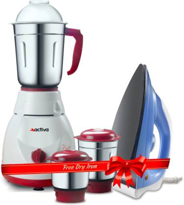 Activa Pluto Combo 500 Watt 3 Jar Mixer Grinder with Electric Dry Iron