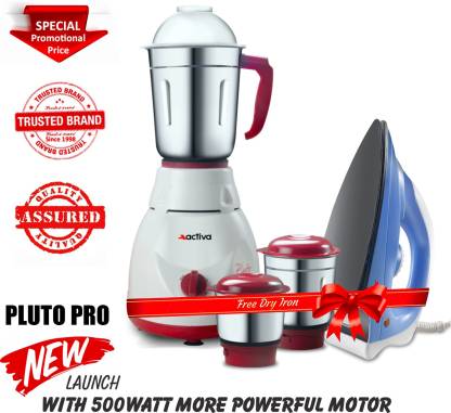 Activa Pluto Combo 500 Watt 3 Jar Mixer Grinder with Electric Dry Iron