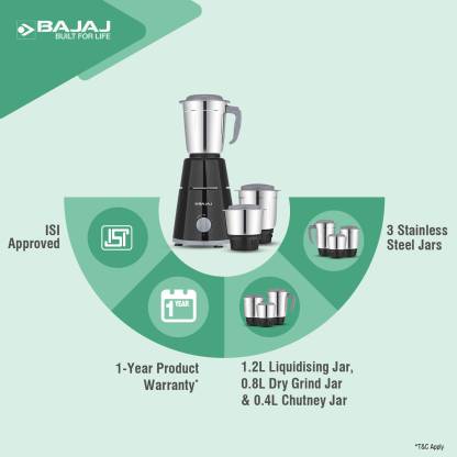 Bajaj Gx 1 Mixer Grinder 500 watts with 3 Jars