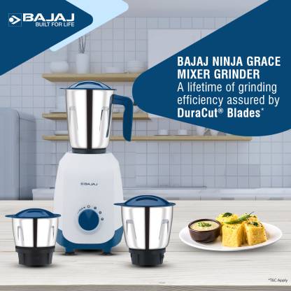 Bajaj Ninja Series Grace 500W Mixer Grinder with 3 jars