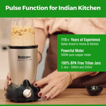 Balzano Nutri-PRO Bullet Mixer Grinder 500W With 2 jars
