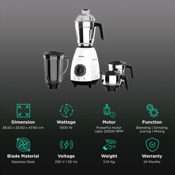 Philips HL7703/00 1000 Watt Mixer Grinder With 4 Jars