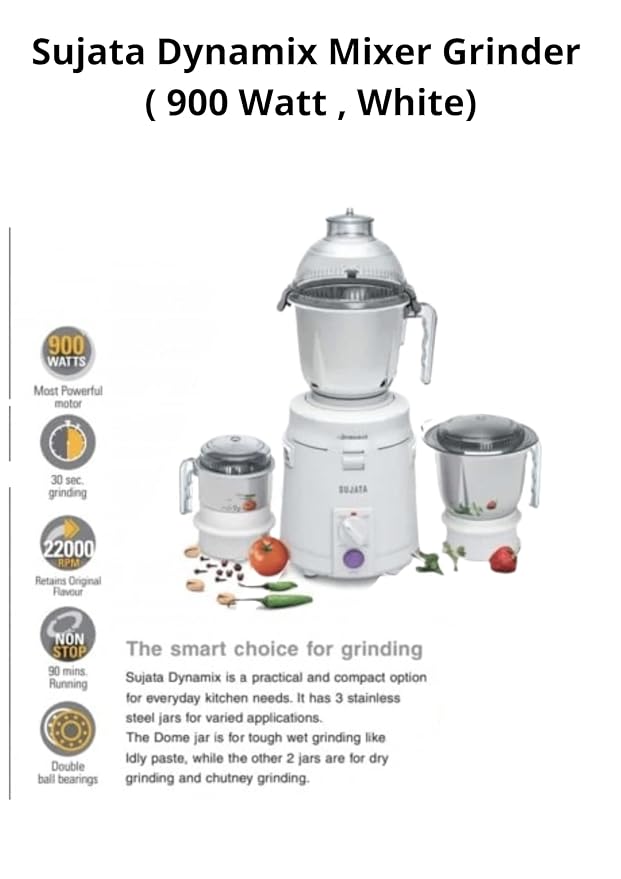 Sujata Dynamix DX 900W Mixer Grinder With 3 Jars