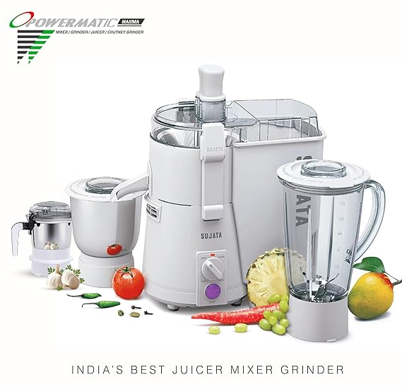 Sujata Powermatic Maxima 900W Juicer Mixer Grinder with 3 Jars