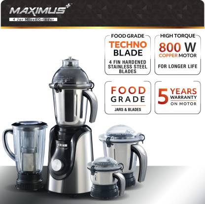 Usha Maximus Plus 800 Watt Mixer Grinder with 4 Jars