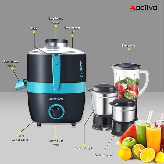 Activa Juicomatic 600W Juicer Mixer Grinder With 3 Jar